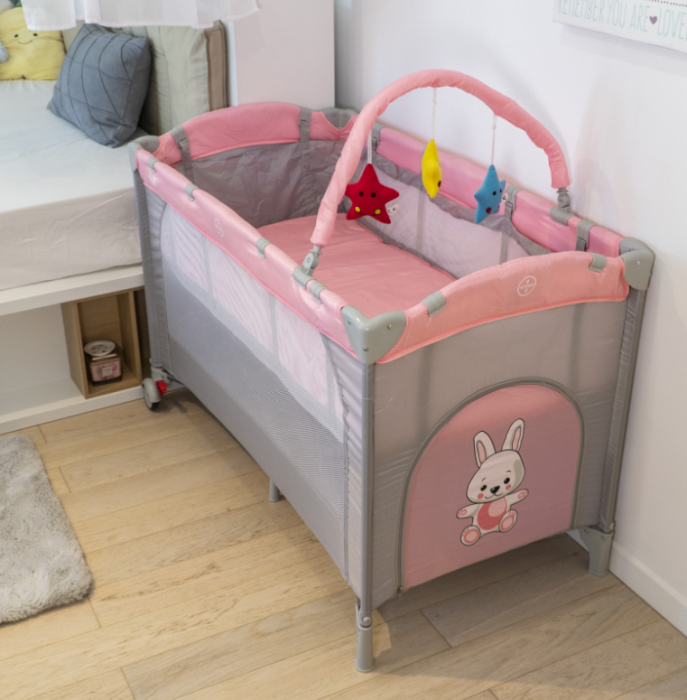 Patut pliant 2 nivele Juju Sleepy Baby, Hunny Bunny [3]