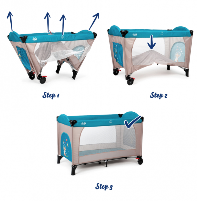 Patut pliant 2 niveluri Juju Sleepy Baby, Space Doggy [7]