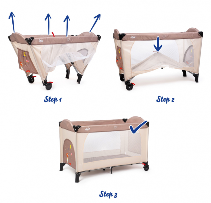 Patut pliant 2 niveluri Juju Sleepy Baby, Sweet Dreams [10]