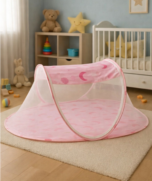 Patut portabil, pop-up, pliabil, cu saltea, 0–18 luni, Roz [3]