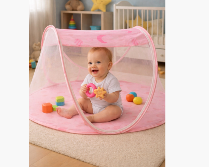 Patut portabil, pop-up, pliabil, cu saltea, 0–18 luni, Roz [2]