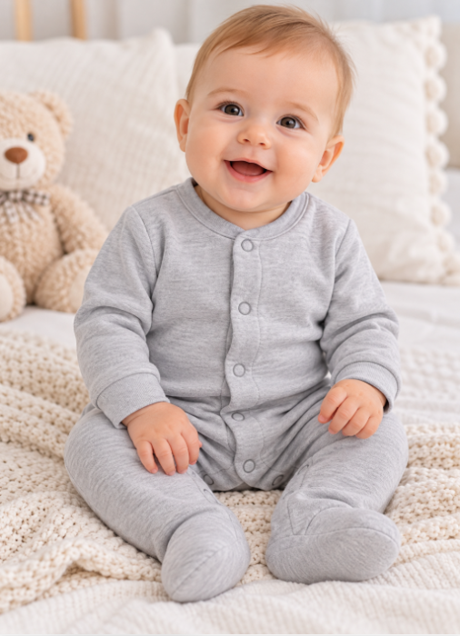 Pijama bebe cu piciorușe, gri [2]