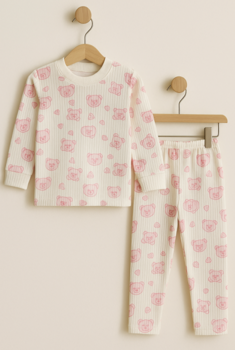 Pijama, pentru copii, model ursulet Roz [1]