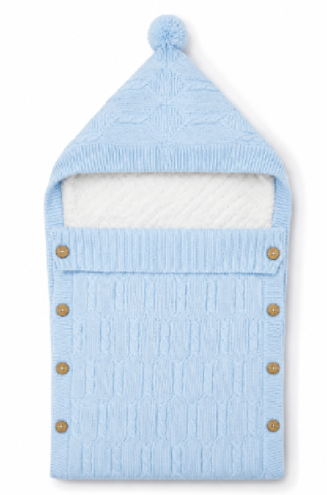 Portbebe Tricotat pentru Nou-Născuți – Confort, Căldură și Eleganță încă din Primele Zile, Bleu [2]