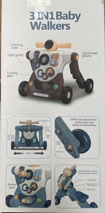 Premergator 3 in 1 , Antemergator, ride-on si trotineta,muzical,bej [5]