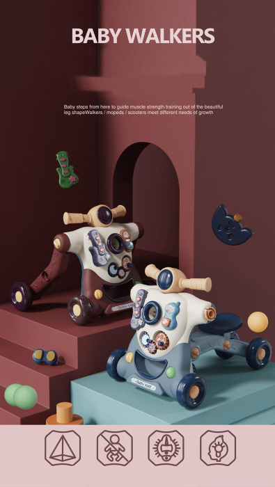 Premergator 3 in 1 , Antemergator, ride-on si trotineta,muzical,bej [6]