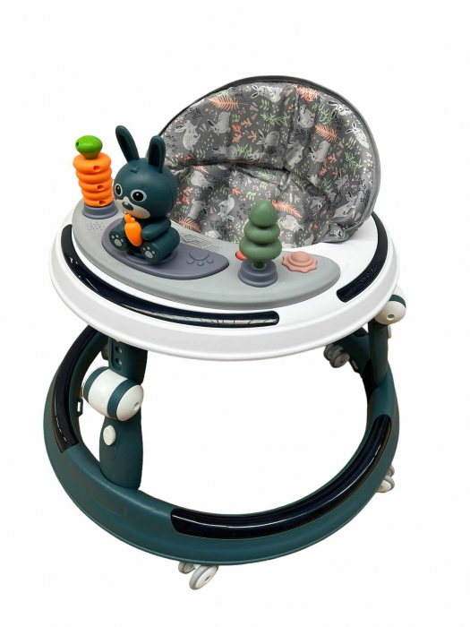 Premergator 3 in 1, Baza rotunda antirasturnare, reglabil pe inaltime, cu cordon luminos muzical, Roti silicon [3]