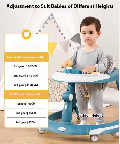 Premergator 3 in 1, Baza rotunda antirasturnare, cu functie de balansare, reglabil pe inaltime, roti silicon, cu lumini si muzica, sarcina maxima 20 kg [12]