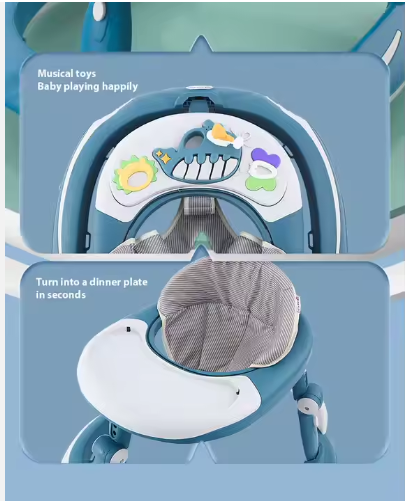 Premergator 3 in 1, Baza rotunda antirasturnare, cu functie de balansare, reglabil pe inaltime, roti silicon, cu lumini si muzica, sarcina maxima 20 kg [15]