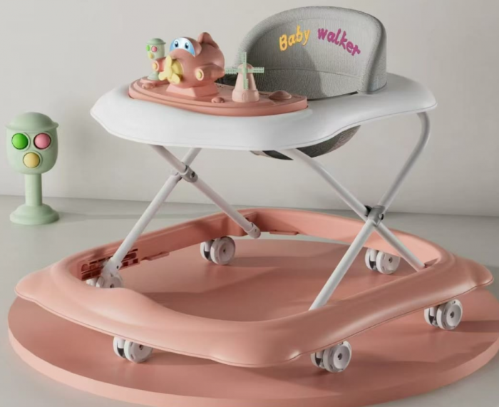 Premergator cu jucarii, Muzical, Cadru bazal antirasturnare, 6 roti duble, Roz [2]