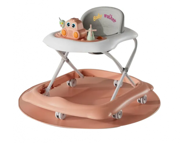 Premergator cu jucarii, Muzical, Cadru bazal antirasturnare, 6 roti duble, Roz [1]