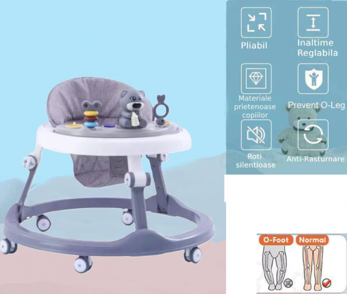 Premergator, cu roti de silicon, reglabil pe inaltime, Bubu-Still, model ursulet pofticios [7]