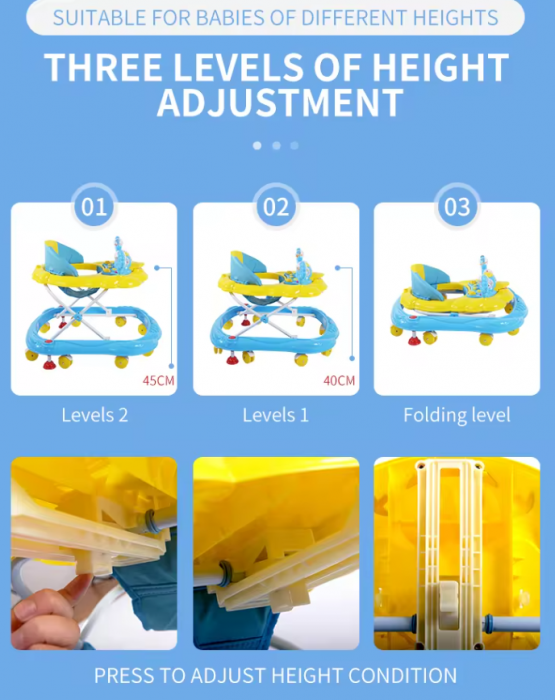 Premergator Muzical, Reglabil, Cu roti siliconate, Ratusca plimbareata [5]