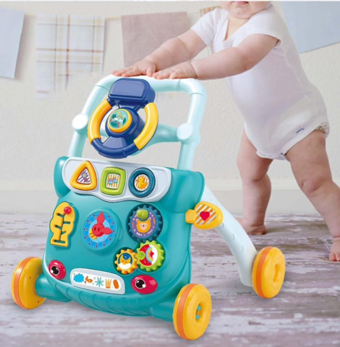 Premergatorul interactiv 2 in 1, cu centru de joaca, ceas analogic si jucarii interactive [2]