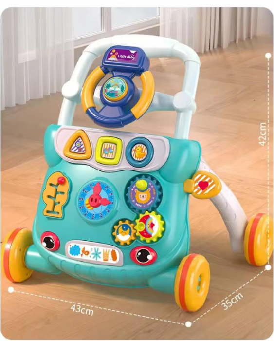 Premergatorul interactiv 2 in 1, cu centru de joaca, ceas analogic si jucarii interactive [6]