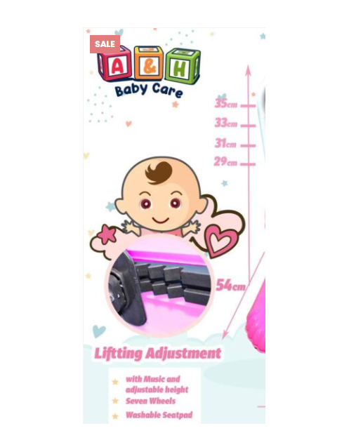 Premergator, reglabil, Bubu-Still, Cu panou de jucarii, Roz [5]