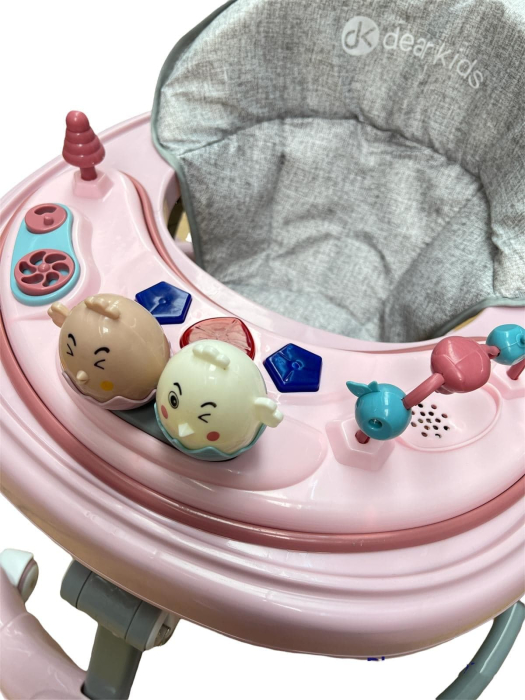 Premergator, reglabil, baza rotunda stabila, 2 in 1, roti pline din silicon, roz [2]