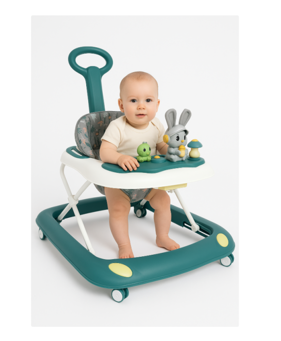 Premergator, Roti din silicon, muzical, cu control parental, +6 luni, Iepuras plusat, Verde [3]