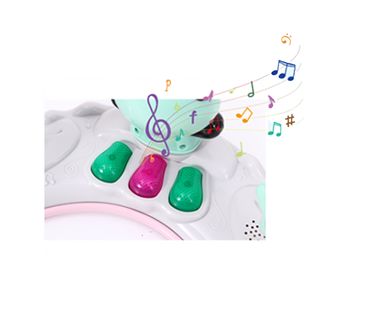 Premergator, structura piramidala cu baza rotunda, Bubu-Still, muzical si reglabil pe inaltime, roti din silicon, albastru [4]