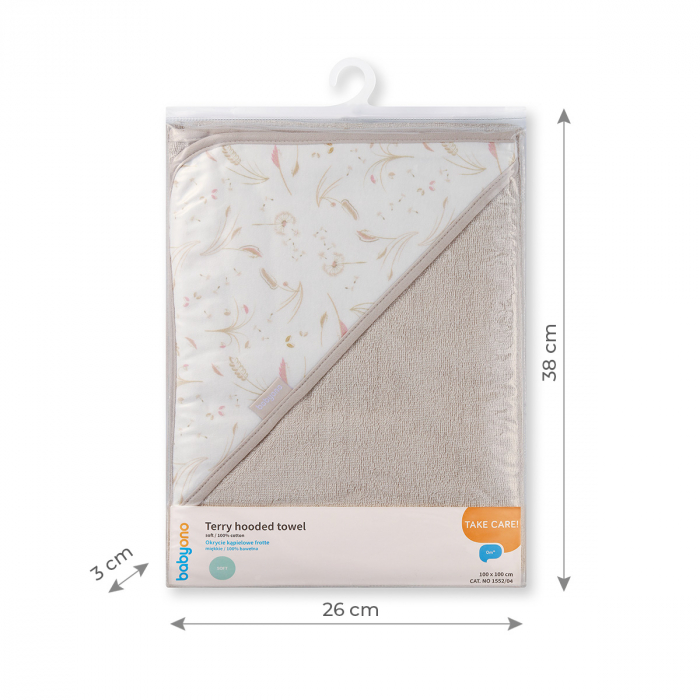 Prosop baie cu gluga bumbac soft 100 x 100 cm Babyono Crem [3]