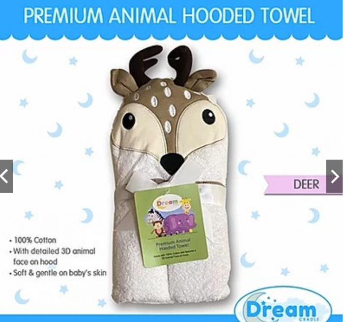 Prosop de baie pentru bebelusi, cu gluga, densitate mare, 360g/mp, Model ren [5]