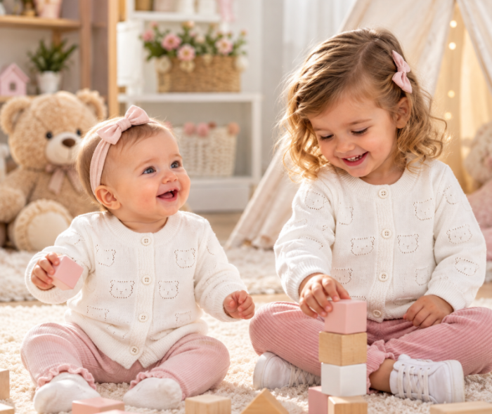 Pulover tip Cardigan tricotat pentru bebe cu model ursuleți, alb [2]