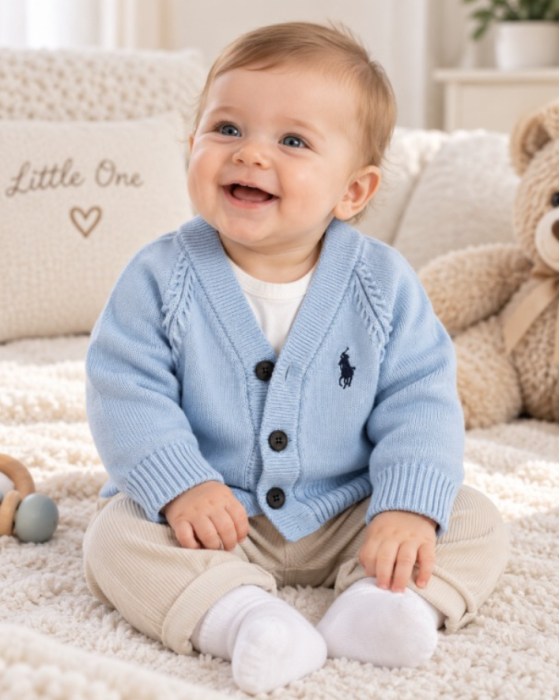 Pulover tricotat pentru bebe – Cardigan elegant și confortabil, bleu [3]