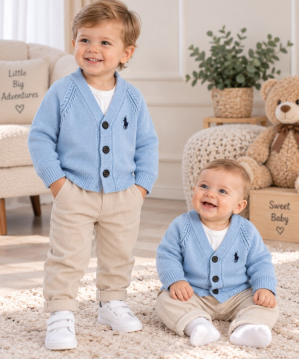 Pulover tricotat pentru bebe – Cardigan elegant și confortabil, bleu [2]
