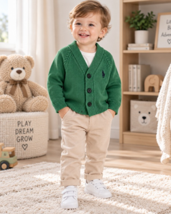 Pulover tricotat pentru bebe – Cardigan elegant și confortabil, verde [3]