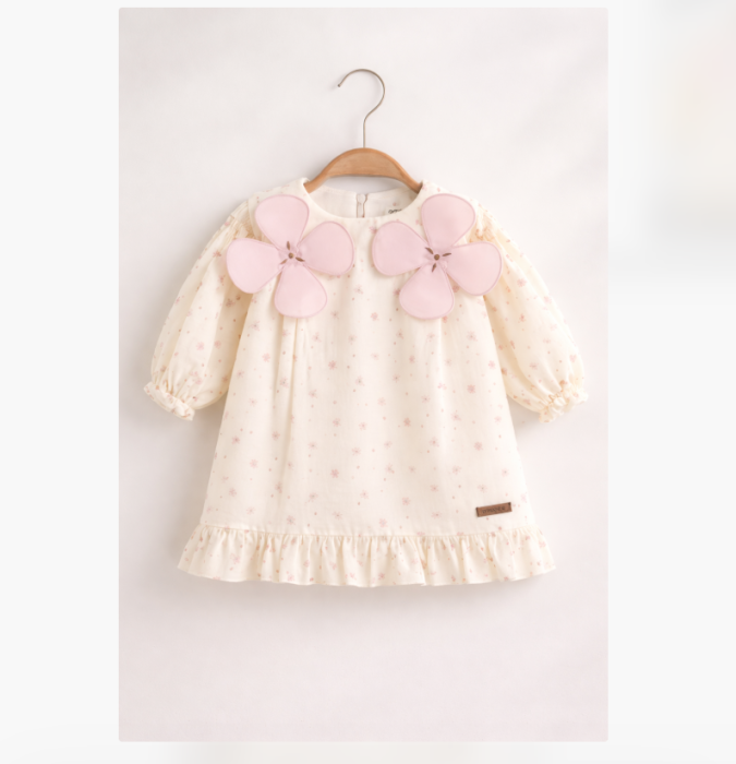 Rochie elegantă pentru fetițe, Cu Floricele 3D [2]