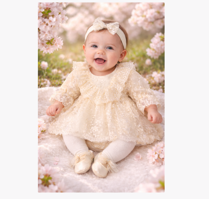 Rochiță elegantă, crem, cu dantelă. set complet 4 piese, Innocence [2]