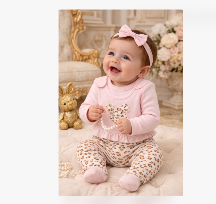 Salopeta Animal Print cu bluza, Model Minnie stilizat [2]