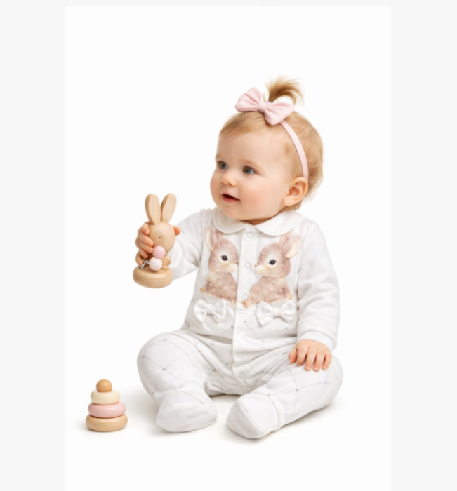 Salopetă bebe cu iepurași [2]