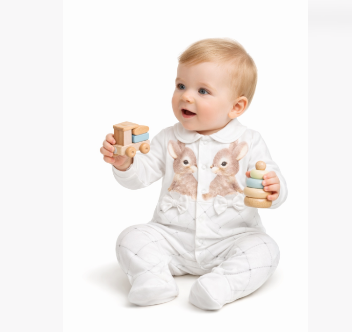 Salopetă bebe cu iepurași [3]