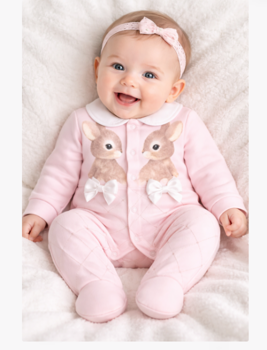 Salopetă bebe cu iepurași, Roz [2]