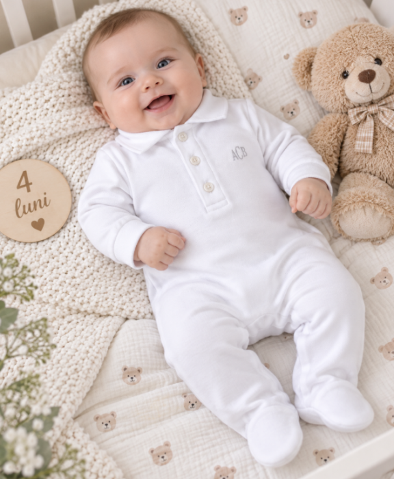 Salopetă bebe din bumbac 100% – confort și delicatețe, Cu guler tip Polo [2]