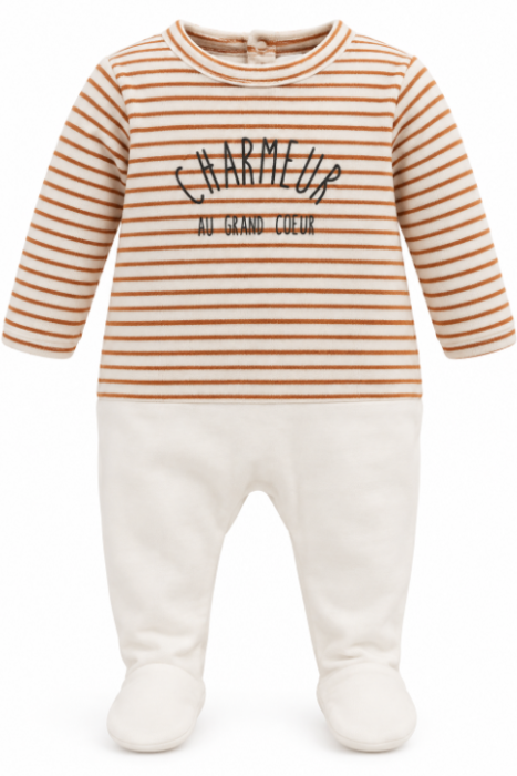 Salopetă bebe, din catifea cu dungi [2]