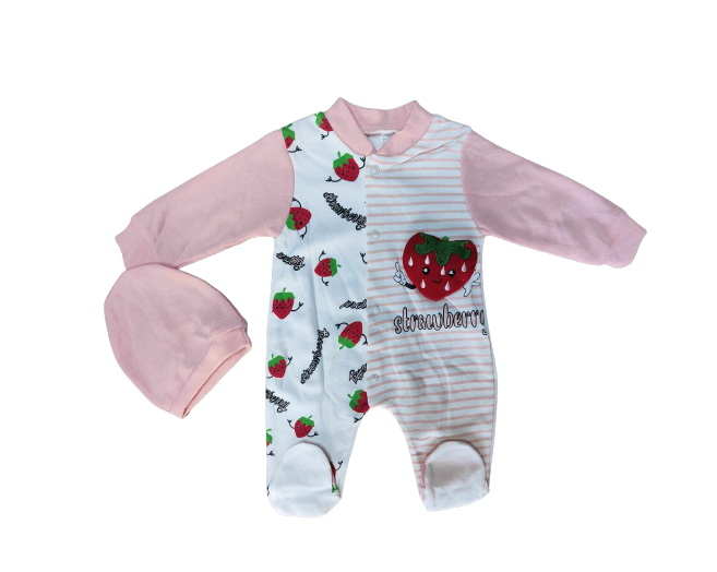 Salopeta copii, cu caciulita, Capsunica delicioasa, rosie [1]