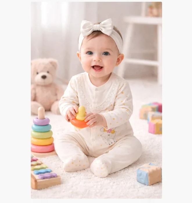 Salopeta cu bentita asortata, Caprioara cu coronita de flori, Alb [2]