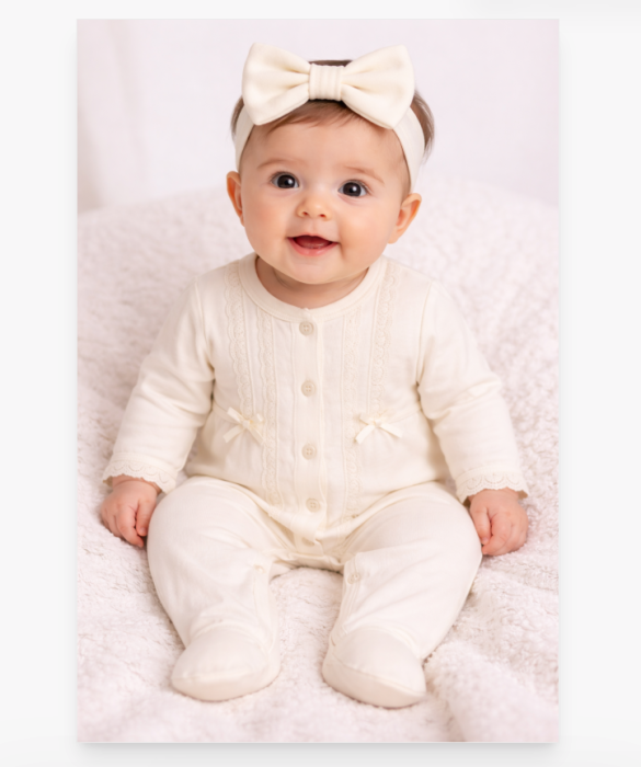 Salopeta cu bentita, Eleganta, cu dantela si bentita, Ivoire [2]