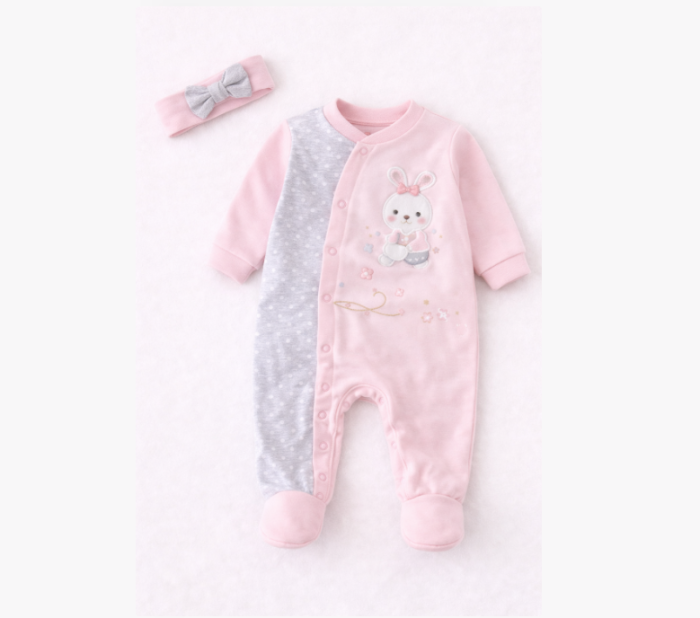 Salopeta cu bentita, Model iepuras, roz [2]