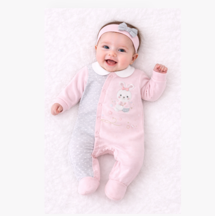 Salopeta cu bentita, Model iepuras, roz [2]