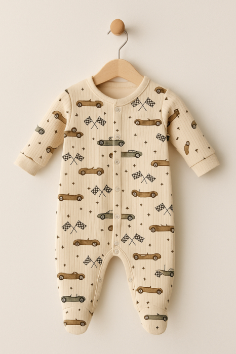 Salopeta din bumbac, 0-3 luni, Masinute de lux [1]