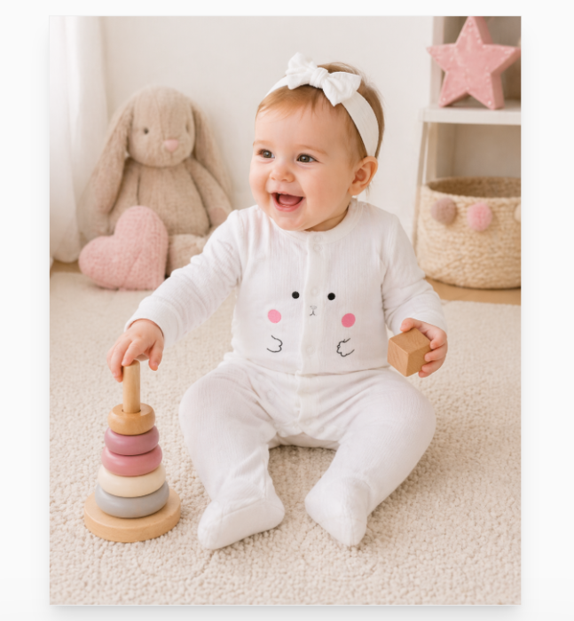 Salopeta fetite, din bumbac, model pisicuta, alba [2]