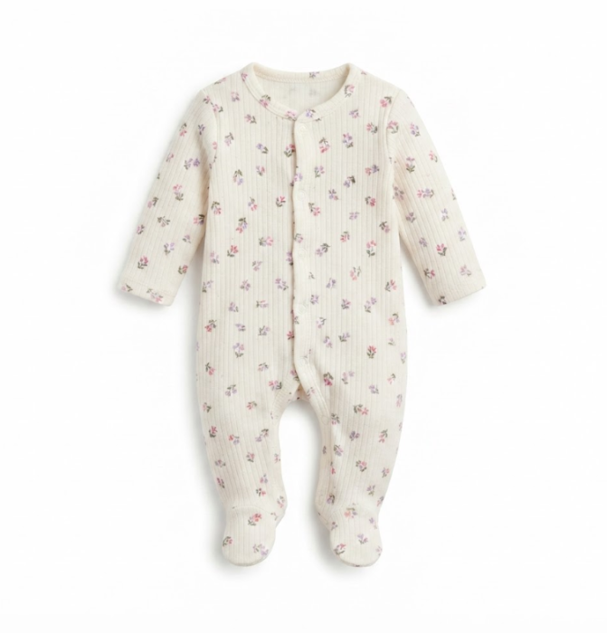 Salopetă pentru bebeluși din bumbac, Imprimeu floral [2]