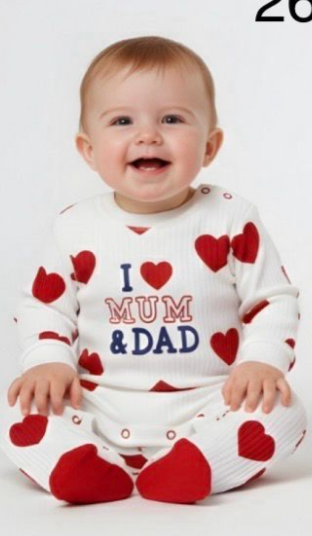 Salopetă pentru bebeluși din bumbac moale, albă, cu imprimeu „I ❤️ Mum & Dad”, 0-3 luni [2]