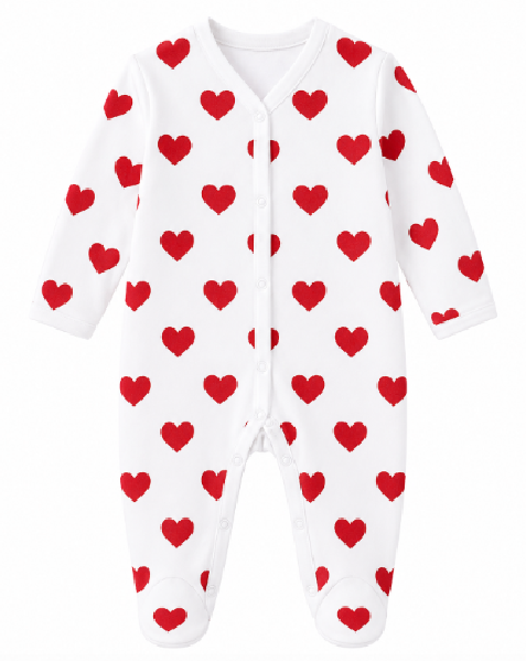 Salopetă pentru bebeluși din bumbac moale, albă, cu imprimeu plus„I ❤️ Mum & Dad” [2]