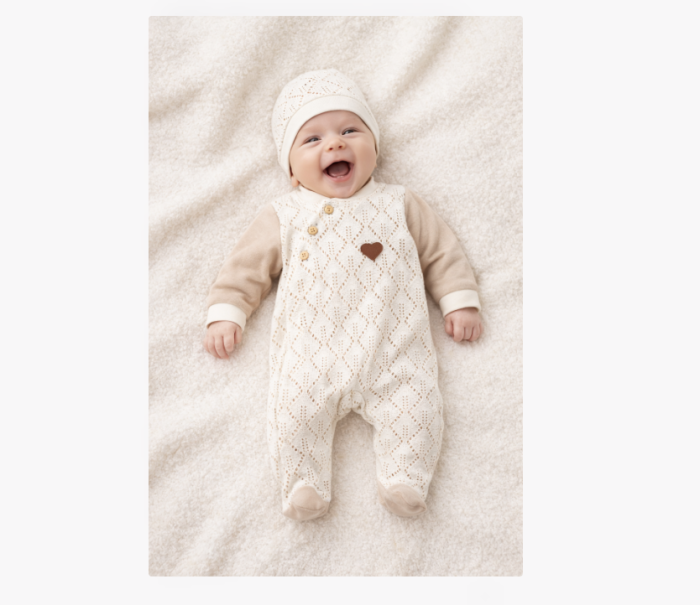 Salopeta si caciula, tricotate, pentru bebe prematur, 42-44 cm [2]