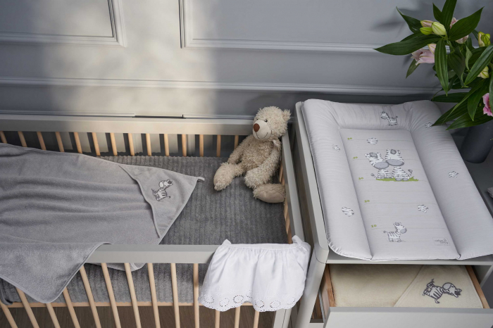 Saltea de Infasat Moale, 50x70cm, Suprafata Aderenta, Ceba Baby, Zebre, Gri [2]