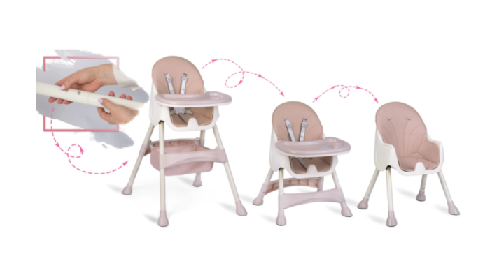 Scaun de Masa 2 in1 Bubu-Still®, 6-36 Luni, Multifunctional ,Tavita si Husa Detasabile si Lavabile, Centura de Siguranta 5 Puncte, Ajustabil pe Inaltime,  Picioare Antiderapante [5]